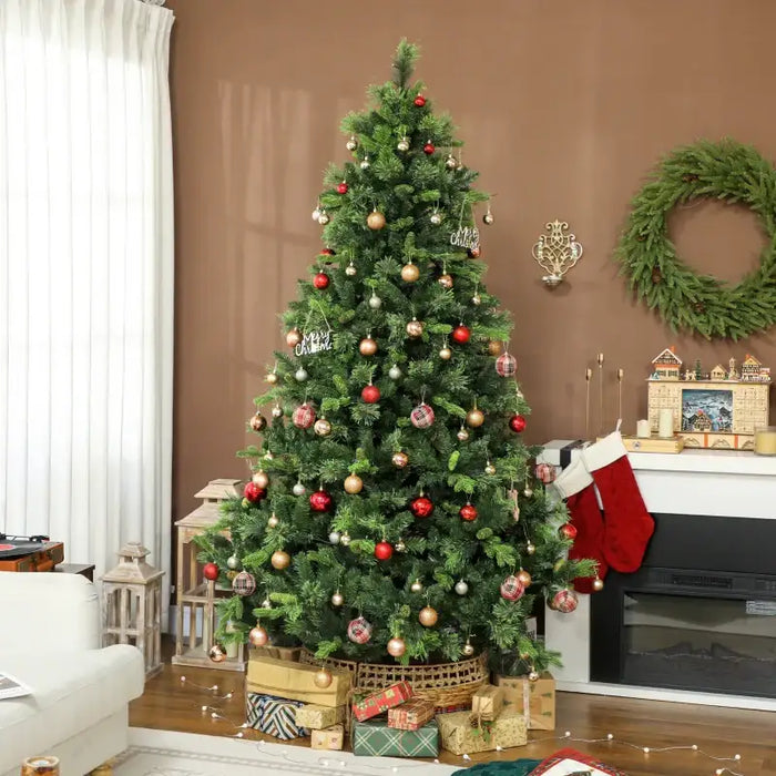 7.5ft Pre-Lit Artificial Christmas Tree | Carolina Pine - 480 LED Lights and Remote Control HOMCOM - Little and Giant Explorers HOMCOM