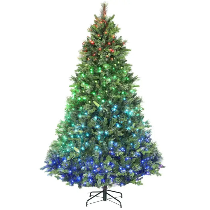 7.5ft Pre-Lit Artificial Christmas Tree | Carolina Pine - 480 LED Lights and Remote Control HOMCOM - Little and Giant Explorers HOMCOM