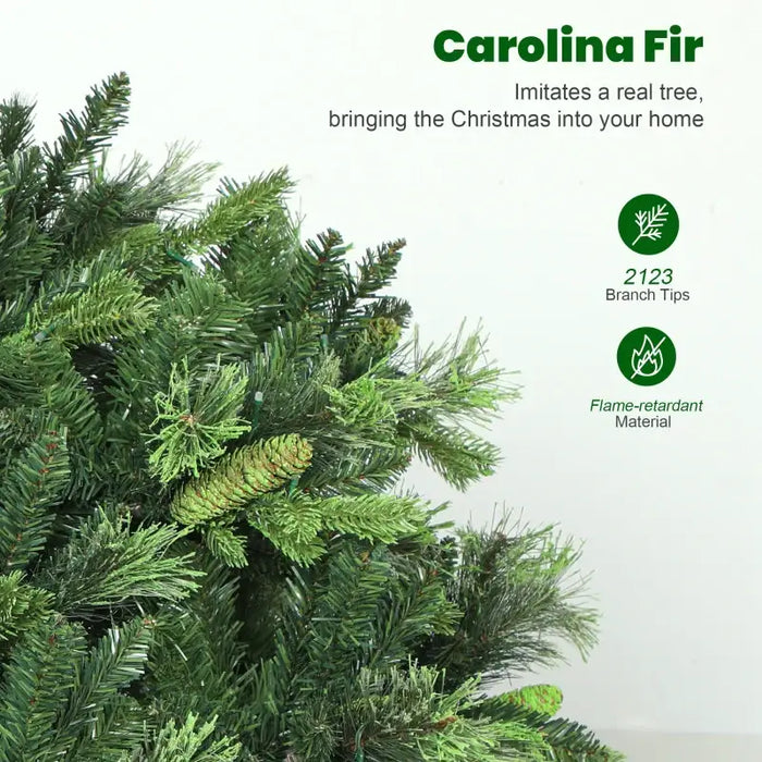 7.5ft Pre-Lit Artificial Christmas Tree | Carolina Pine - 480 LED Lights and Remote Control HOMCOM - Little and Giant Explorers HOMCOM