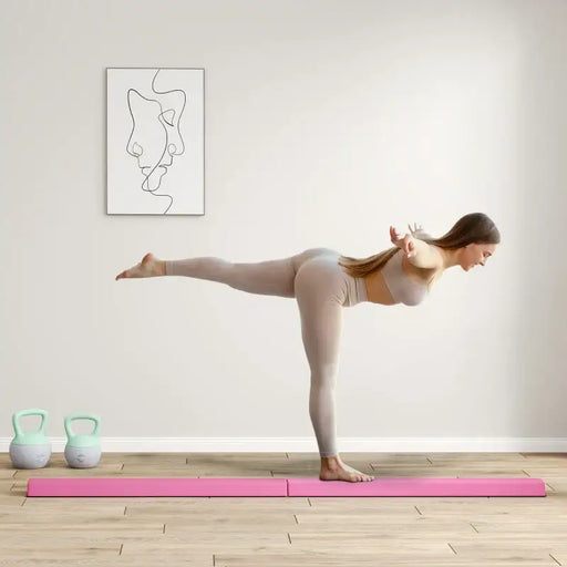 7.7ft Foldable Gymnastics Balance Beam - Pink | Non-Slip Base SPORTNOW - Little and Giant Explorers SPORTNOW