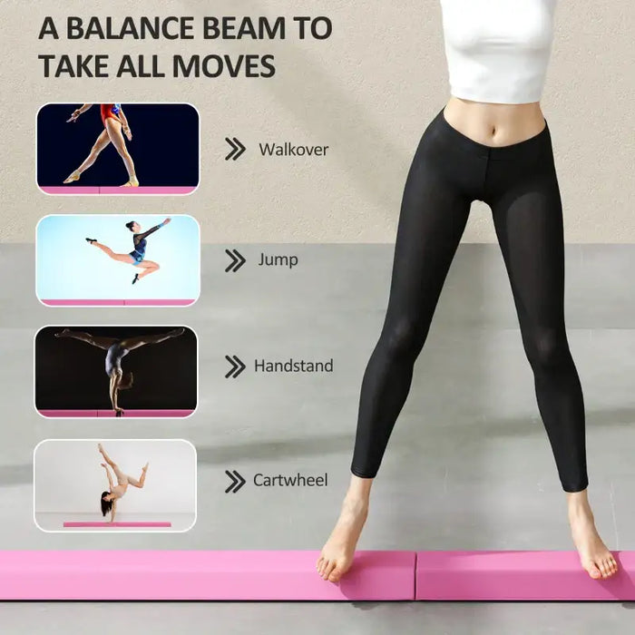 7.7ft Foldable Gymnastics Balance Beam - Pink | Non-Slip Base SPORTNOW - Little and Giant Explorers SPORTNOW