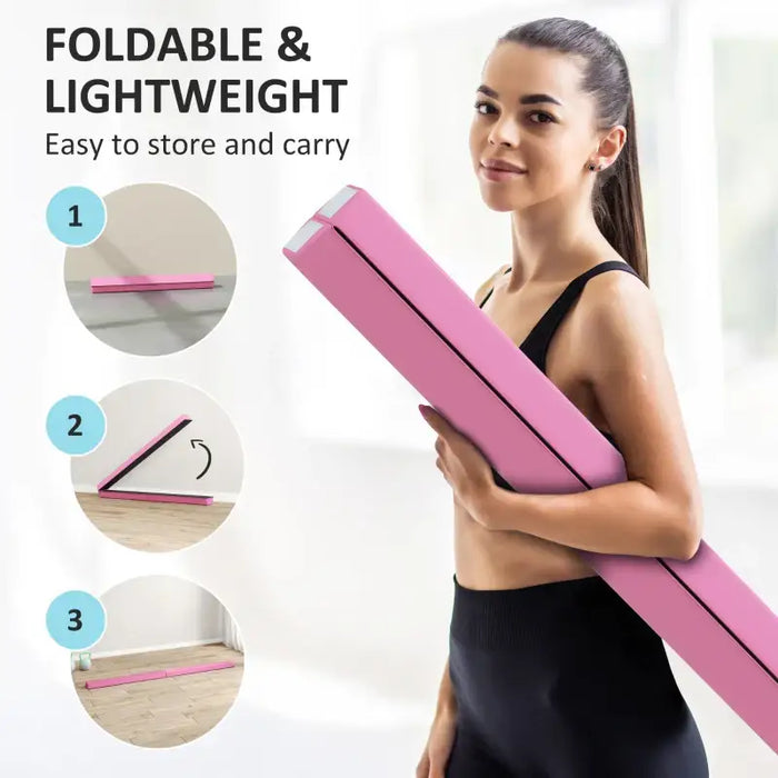 7.7ft Foldable Gymnastics Balance Beam - Pink | Non-Slip Base SPORTNOW - Little and Giant Explorers SPORTNOW