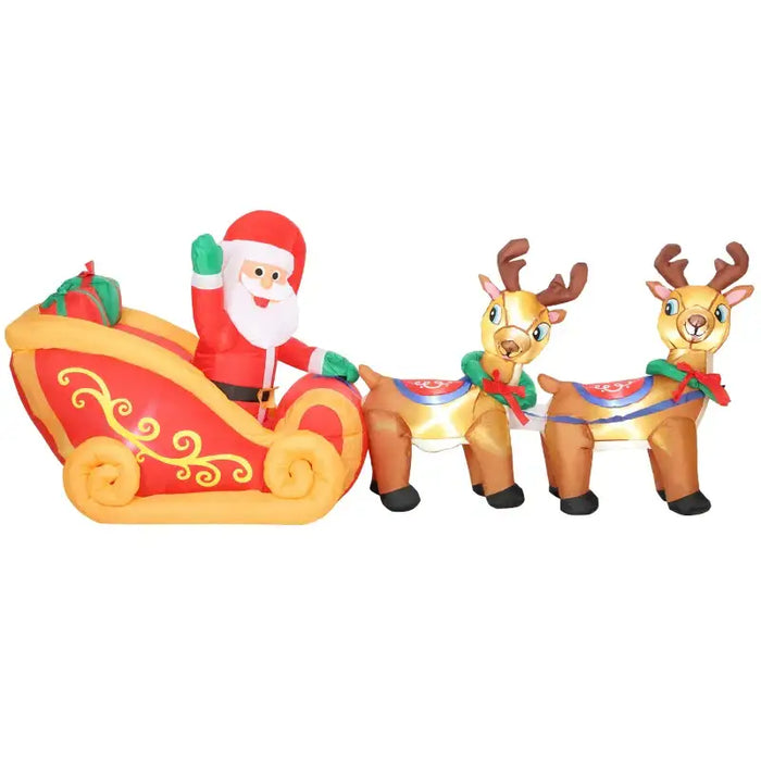 7.9ft Santa Sleigh with Reindeer and LED Lights | Inflatable Christmas Decoration OUTSUNNY - Little and Giant Explorers Outsunny