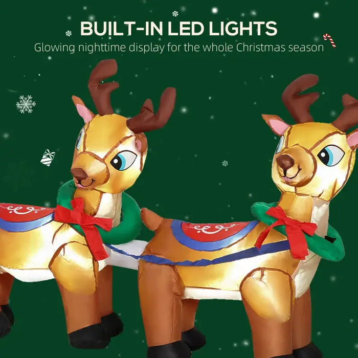 7.9ft Santa Sleigh with Reindeer and LED Lights | Inflatable Christmas Decoration OUTSUNNY - Little and Giant Explorers Outsunny