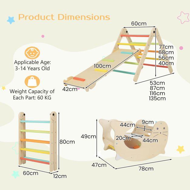 7-in-1 Indoor Wooden Foldable Climbing Toys - Little and Giant Explorers Costway