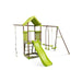 7-in-1 Outdoor Swing Set with Covered Fort, Climbing Rope, Ladder, Slide, Glider, Swing and Sandbox - Little and Giant Explorers Costway