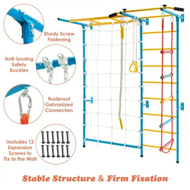 7-in-1 Indoor Wall Climbing Gym Set - Little and Giant Explorers Costway