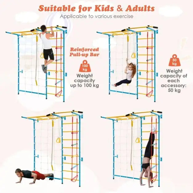 7-in-1 Indoor Wall Climbing Gym Set - Little and Giant Explorers Costway