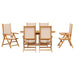 7-Piece Garden Dining Set Beige | Solid Acacia Wood with Reclining Mechanism and Foldable Design - Little and Giant Explorers vidaXL