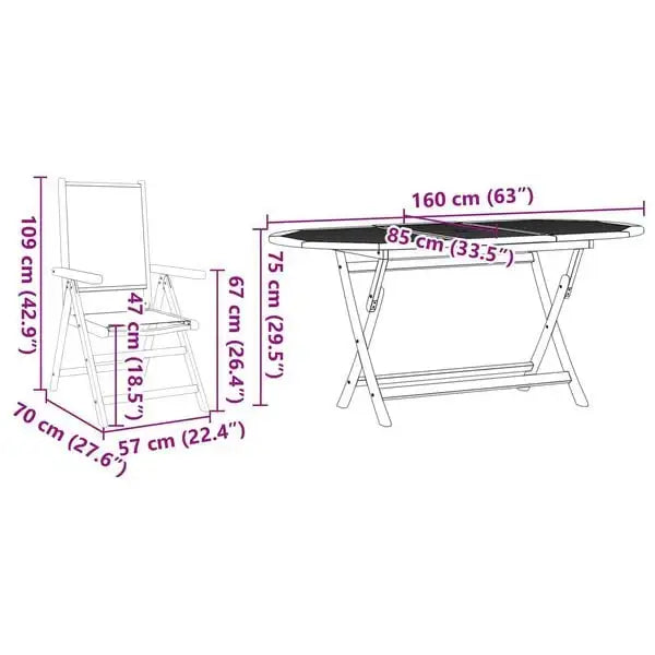 7-Piece Garden Dining Set Beige | Solid Acacia Wood with Reclining Mechanism and Foldable Design - Little and Giant Explorers vidaXL