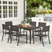 Seven-Piece Outdoor Dining Set in Brown - Little and Giant Explorers Outsunny