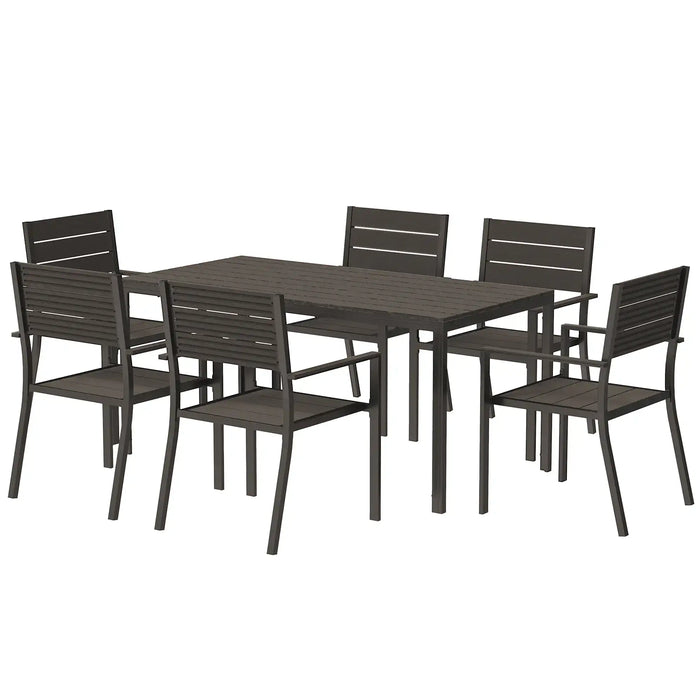 Seven-Piece Outdoor Dining Set in Brown - Little and Giant Explorers Outsunny