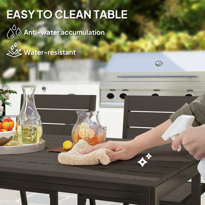 Seven-Piece Outdoor Dining Set in Brown - Little and Giant Explorers Outsunny