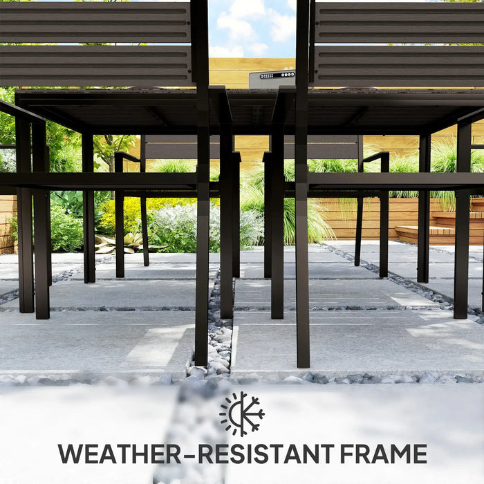 Seven-Piece Outdoor Dining Set in Brown - Little and Giant Explorers Outsunny