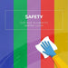 Gloved hand cleaning colorful PU leather cover, text highlights safety and durability.