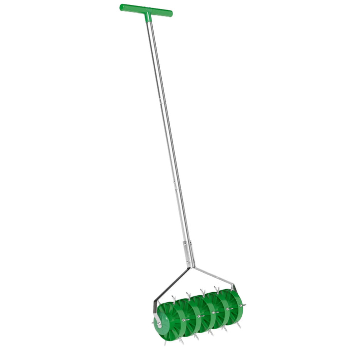 Rolling Lawn Aerator with 3 Piece Detachable Handle and T-bar Grip