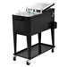 76L Outdoor Ice Trolley Cooler Cart – Black | Steel Drinks Cooler - Rolling Party Cart COSTWAY - Little and Giant Explorers Costway