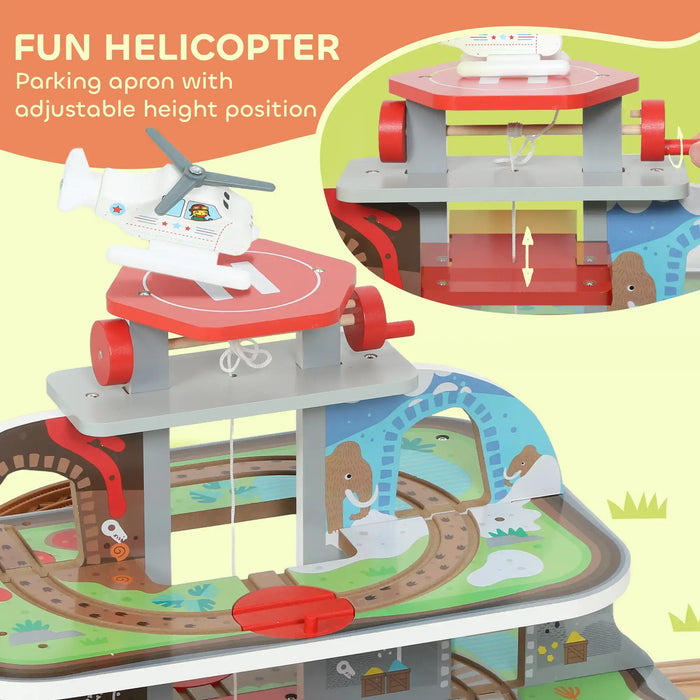 79-Piece Wooden Train Set – Mine Adventure | Manual Lift, Crane and Helipad AIYAPLAY - Little and Giant Explorers