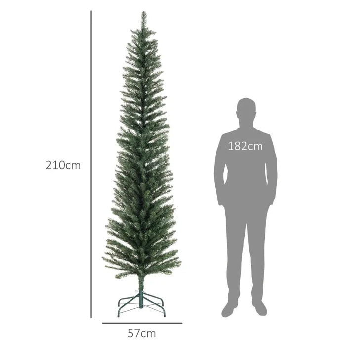 7FT Artificial Bare Pencil Christmas Tree in Green - Little and Giant Explorers HOMCOM