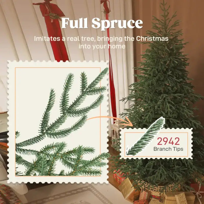 7ft Artificial Christmas Tree | Full Spruce Design, 2942 Tips and Hinged Branches HOMCOM - Little and Giant Explorers HOMCOM