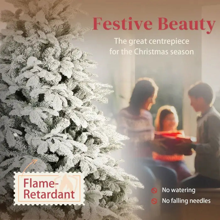 7ft Artificial Christmas Tree – Snow-Kissed Finish | 1867 Realistic Branch Tips HOMCOM - Little and Giant Explorers HOMCOM