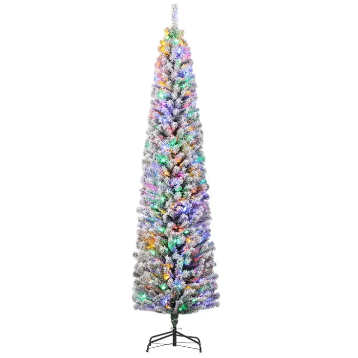 7FT Artificial Pre-Lit Christmas Trees with Colourful LED Lights - Little and Giant Explorers HOMCOM