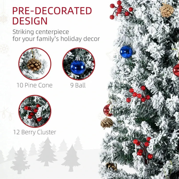 7FT Artificial Pre-Lit Christmas Trees with Colourful LED Lights - Little and Giant Explorers HOMCOM