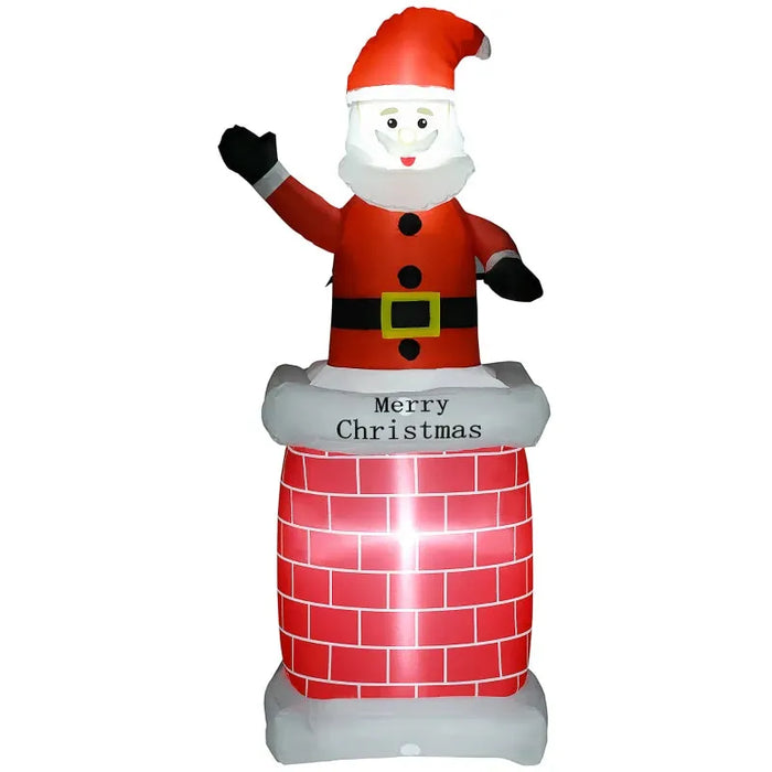 7FT Christmas Inflatable Santa Claus Coming out of the Chimney - Little and Giant Explorers HOMCOM