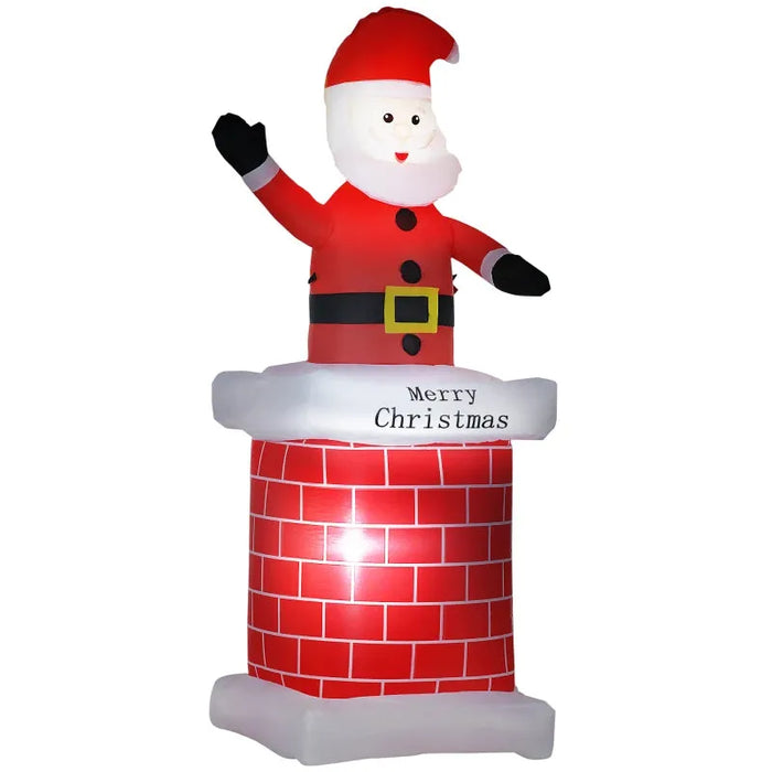 7FT Christmas Inflatable Santa Claus Coming out of the Chimney - Little and Giant Explorers HOMCOM