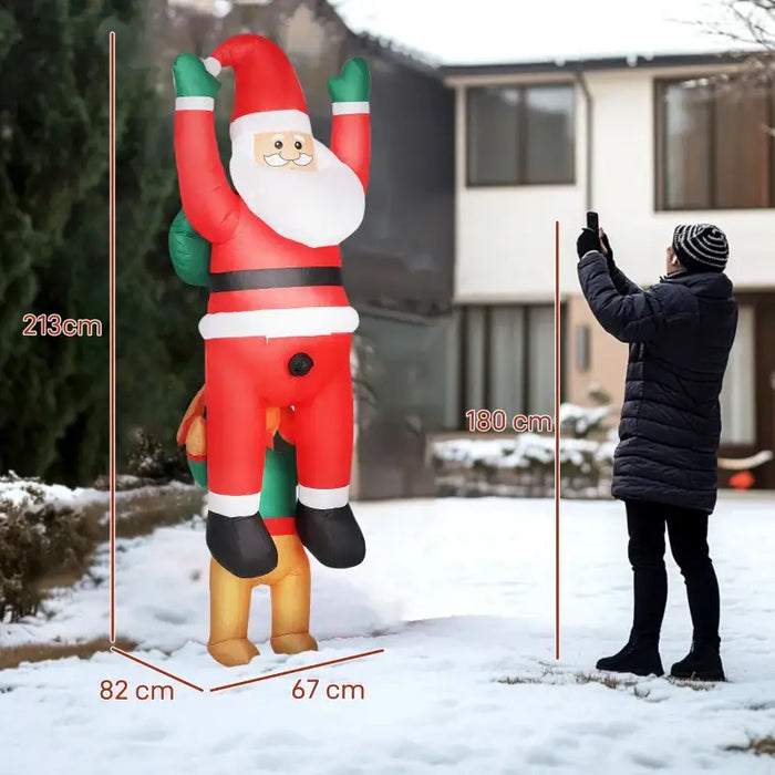 7ft Inflatable Christmas Decoration – Santa and Dog | Light-Up Blow-Up OUTSUNNY - Little and Giant Explorers Outsunny