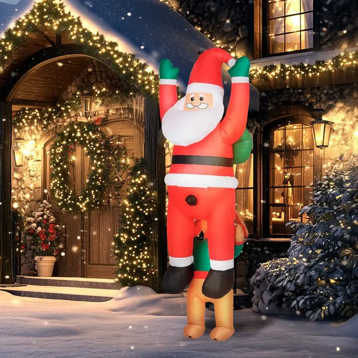7ft Inflatable Christmas Decoration – Santa and Dog | Light-Up Blow-Up OUTSUNNY - Little and Giant Explorers Outsunny