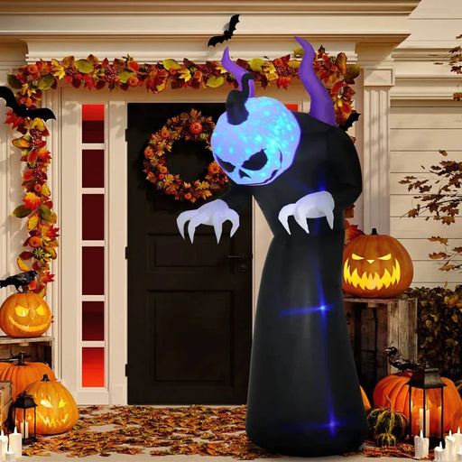 7FT Inflatable Halloween Ghost with Horns and LEDs - Little and Giant Explorers Outsunny