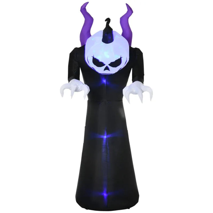 7FT Inflatable Halloween Ghost with Horns and LEDs - Little and Giant Explorers Outsunny