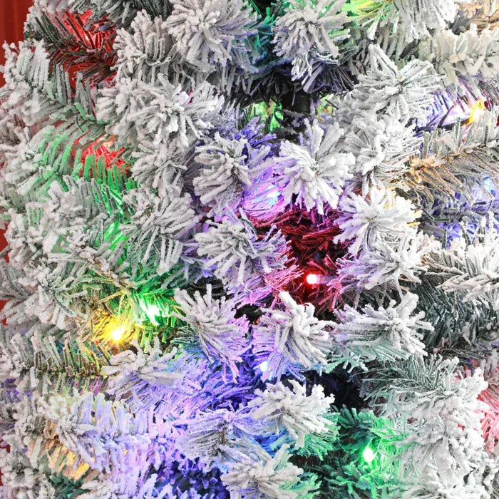 7ft Pre-Lit Artificial Christmas Tree | Snow-Flocked with Pine Cones, Berries, Baubles and 250 LED Lights HOMCOM - Little and Giant Explorers HOMCOM