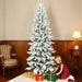 7ft Slim Artificial Christmas Tree | Snow-Flocked Finish - 972 Branch Tips HOMCOM - Little and Giant Explorers HOMCOM