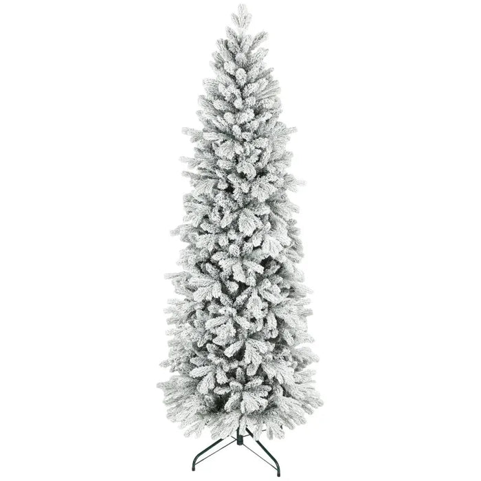 7ft Slim Artificial Christmas Tree | Snow-Flocked Finish - 972 Branch Tips HOMCOM - Little and Giant Explorers HOMCOM