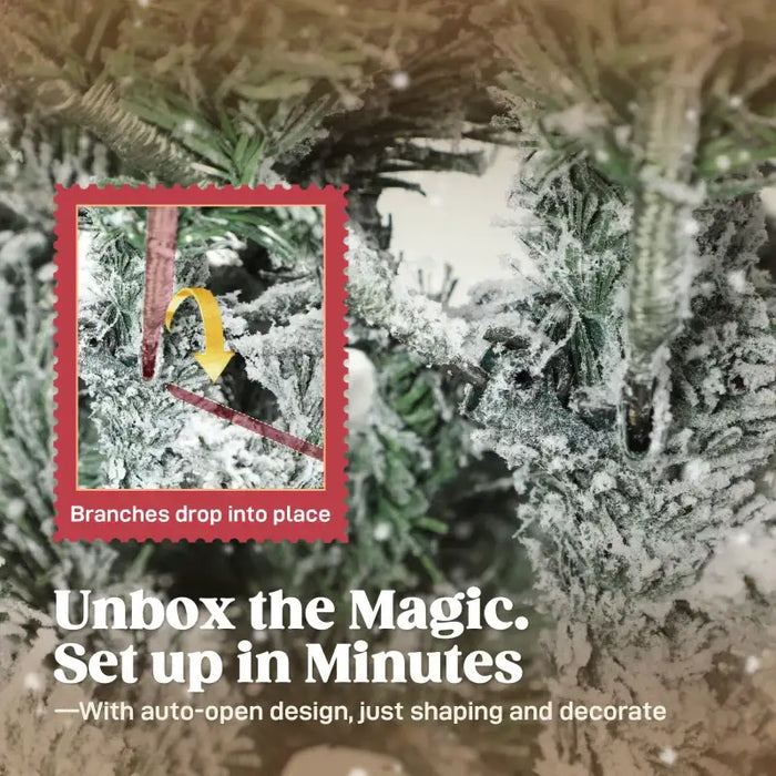 7ft Slim Artificial Christmas Tree | Snow-Flocked Finish - 972 Branch Tips HOMCOM - Little and Giant Explorers HOMCOM