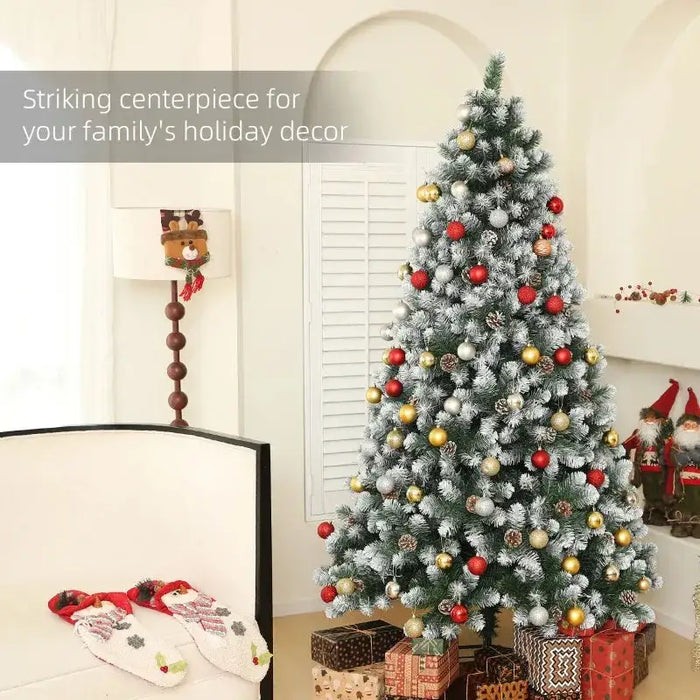 7FT Snow-Dipped Artificial Pine Christmas Tree - Little and Giant Explorers HOMCOM