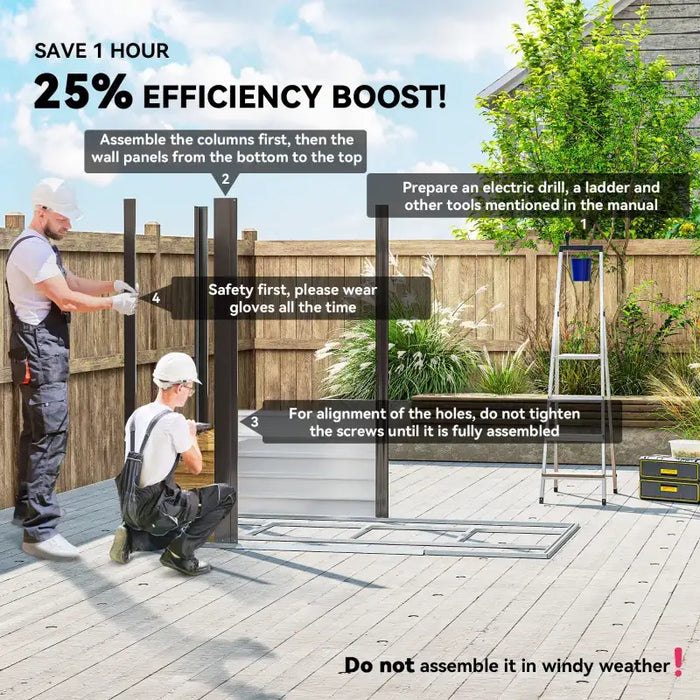 7x4ft Metal Garden Storage Shed – Natural | Horizontal Wall Panels - Sliding Double Doors OUTSUNNY - Little and Giant Explorers Outsunny