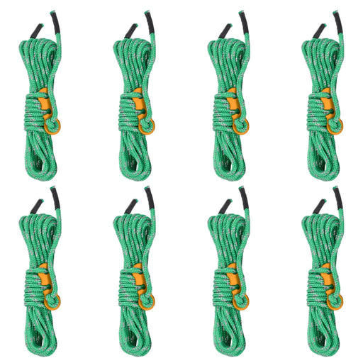 8 - 4m Tent Guy Ropes with Spanners - Green - Reflective - 4mm - Little and Giant Explorers vidaXL