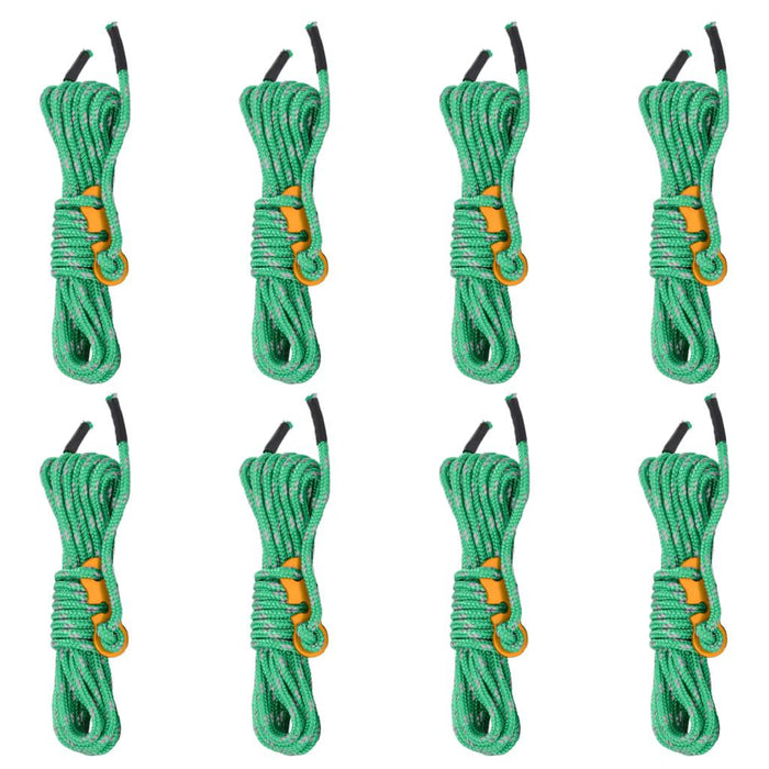 8 - 4m Tent Guy Ropes with Spanners - Green - Reflective - 4mm - Little and Giant Explorers vidaXL