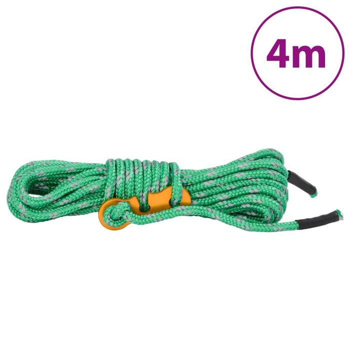 8 - 4m Tent Guy Ropes with Spanners - Green - Reflective - 4mm - Little and Giant Explorers vidaXL