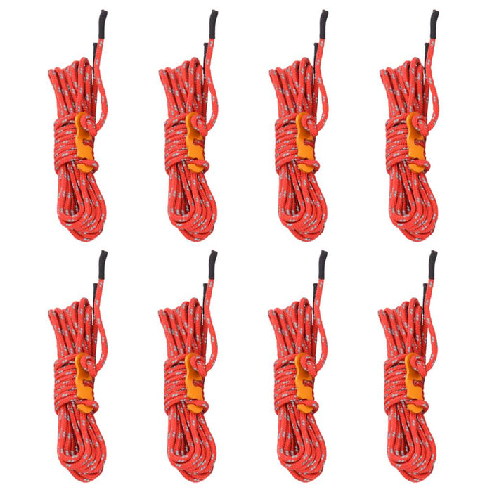 8 - 4m Tent Guy Ropes with Spanners - Red - Reflective - 4mm - Little and Giant Explorers vidaXL