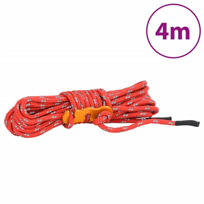 8 - 4m Tent Guy Ropes with Spanners - Red - Reflective - 4mm - Little and Giant Explorers vidaXL