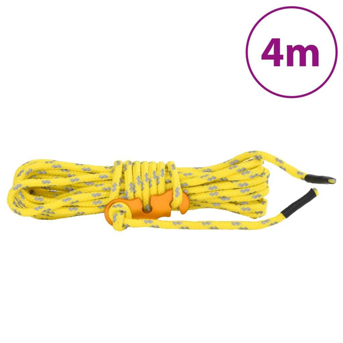 8 - 4m Tent Guy Ropes with Spanners - Yellow - Reflective - 4mm - Little and Giant Explorers vidaXL