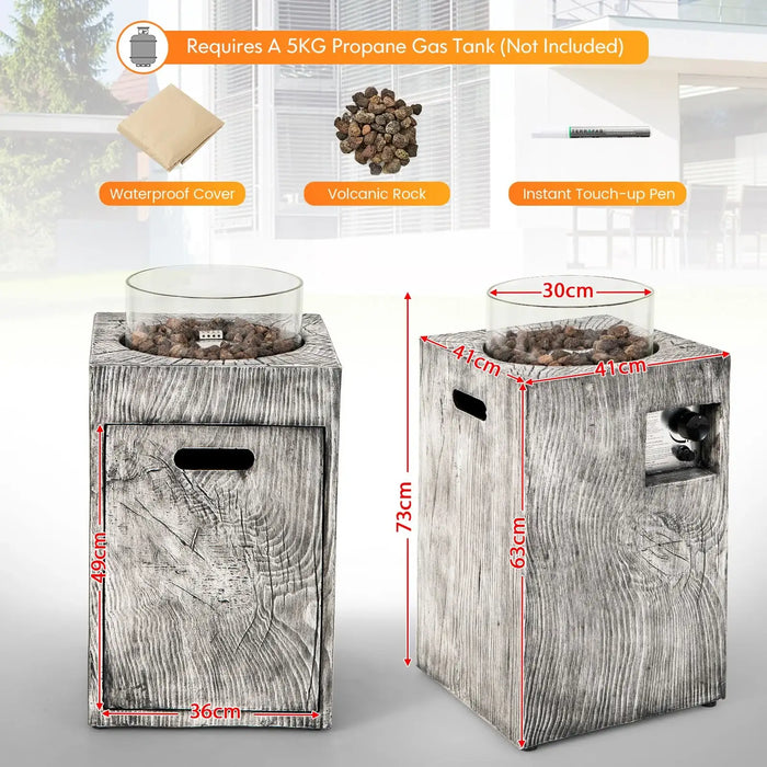 8.79kW Propane Fire Pit Table – Grey Ore Powder Design | Glass Wind Guard COSTWAY - Little and Giant Explorers