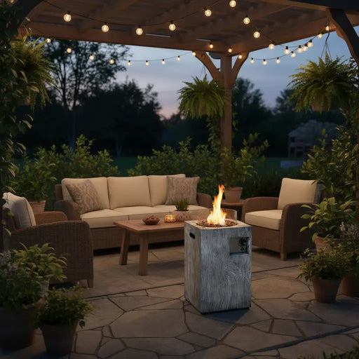 8.79kW Propane Fire Pit Table – Grey Ore Powder Design | Glass Wind Guard COSTWAY - Little and Giant Explorers