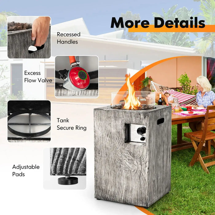 8.79kW Propane Fire Pit Table – Grey Ore Powder Design | Glass Wind Guard COSTWAY - Little and Giant Explorers