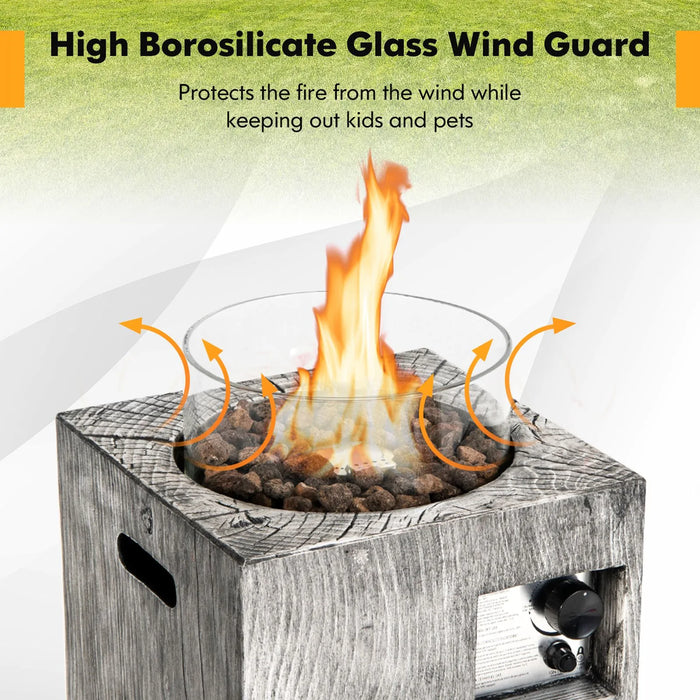 8.79kW Propane Fire Pit Table – Grey Ore Powder Design | Glass Wind Guard COSTWAY - Little and Giant Explorers