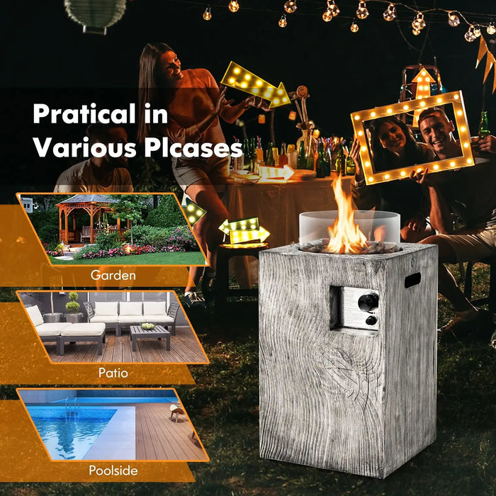 8.79kW Propane Fire Pit Table – Grey Ore Powder Design | Glass Wind Guard COSTWAY - Little and Giant Explorers